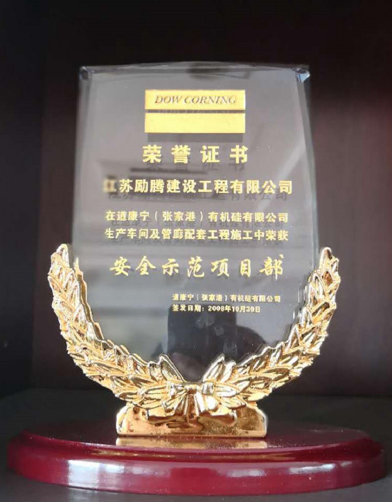 道康寧授予安全示范單位稱號